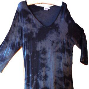 Parsley & Sage Tunic Top Women 1X Asymmetric Stretchy Grunge Lagenlook Neutral